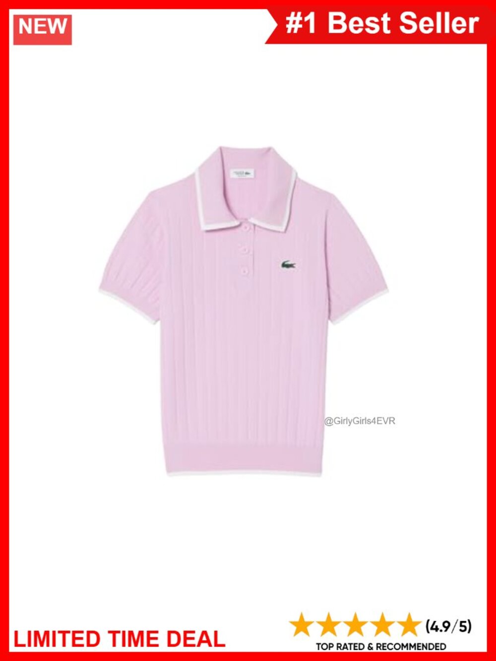 Lacoste Golf Sweater Short Sleeve Polo Collar Regular Fit Breathable Women's